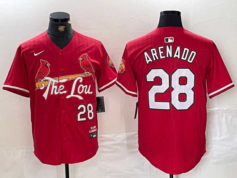 Men's St. Louis Cardinals #28 Nolan Arenado Red 2024 City Connect Limited Stitched Baseball Jersey,We sell and wholesale Men's St. Louis Cardinals #28 Nolan Arenado Red 2024 City Connect Limited Stitched Baseball Jersey on line form chian!